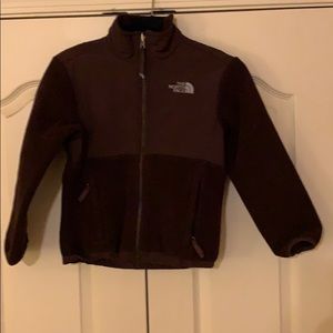 North Face youth brown full zip fleece jacket